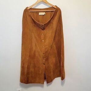 Tan Corduroy button front skirt plus size 1x‎ Hillary Scott